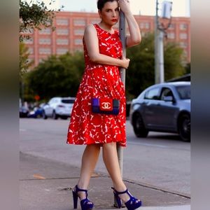 Talbot Floral Red / White Sleeveless A-Line Dress Size 10